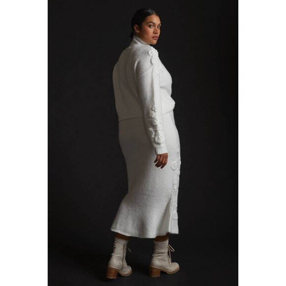 Anthropologie Floral Textured Sweater Skirt Set - Picture 3 of 15